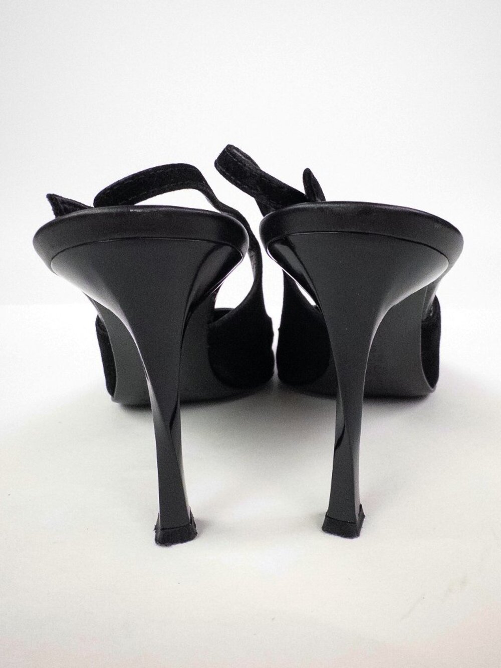 Casadei Black Suede Slingback Pumps Sculptural Twist Heel Pointed Toe Sz 9 - Picture 5 of 9
